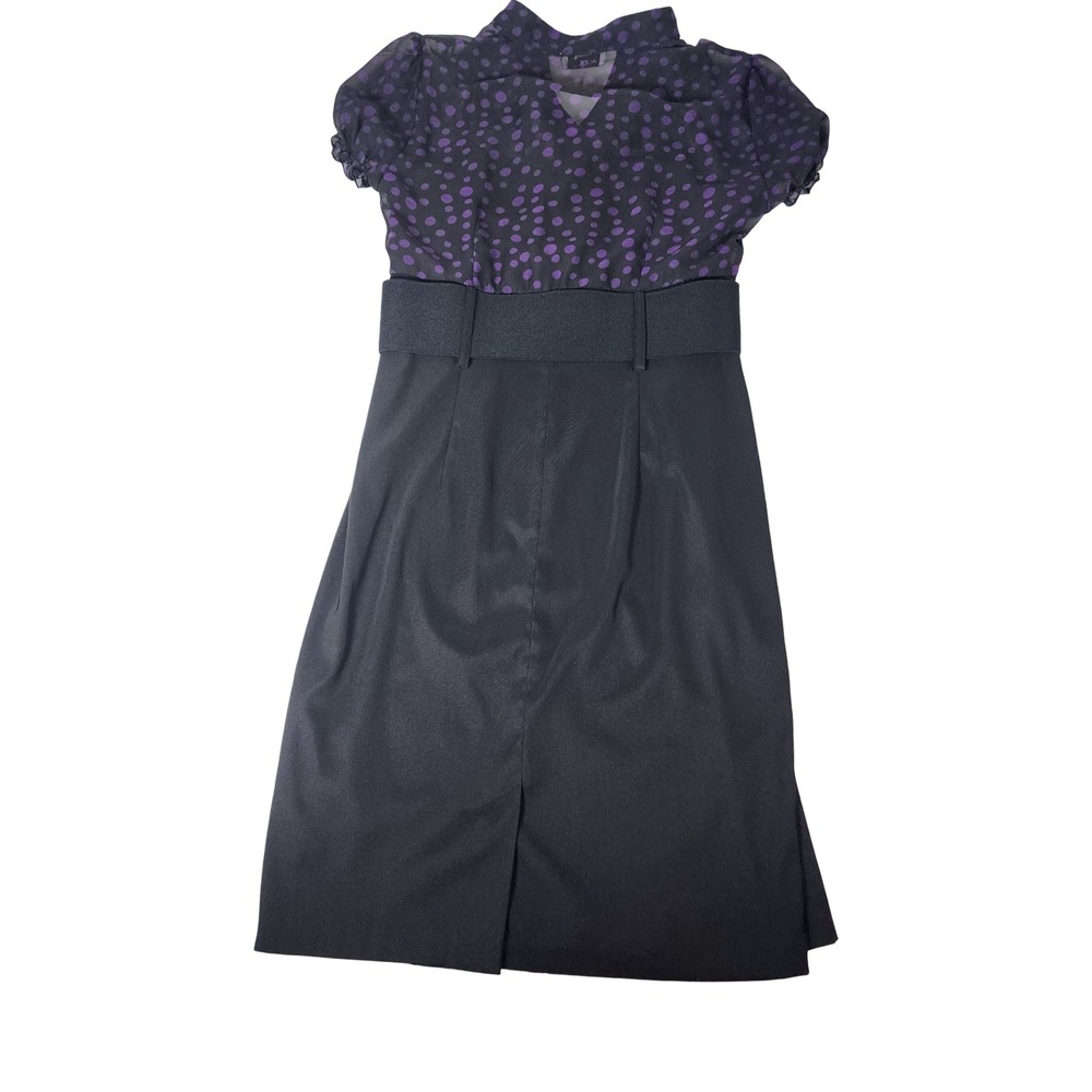 ALYX Limited Womens Purple Polka Dot Ruffle Belted Sheath Dress Black Size 10